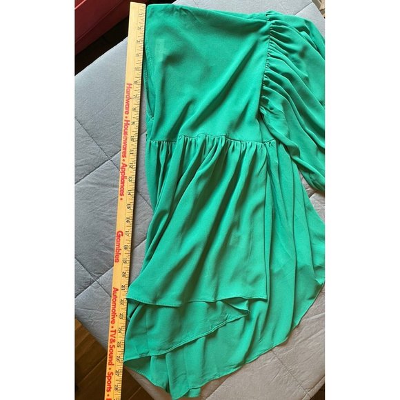 Umgee Women’s Top Medium Baby Doll Open Cross Cross Back‎ Balloon Sleeve Green - Picture 12 of 13